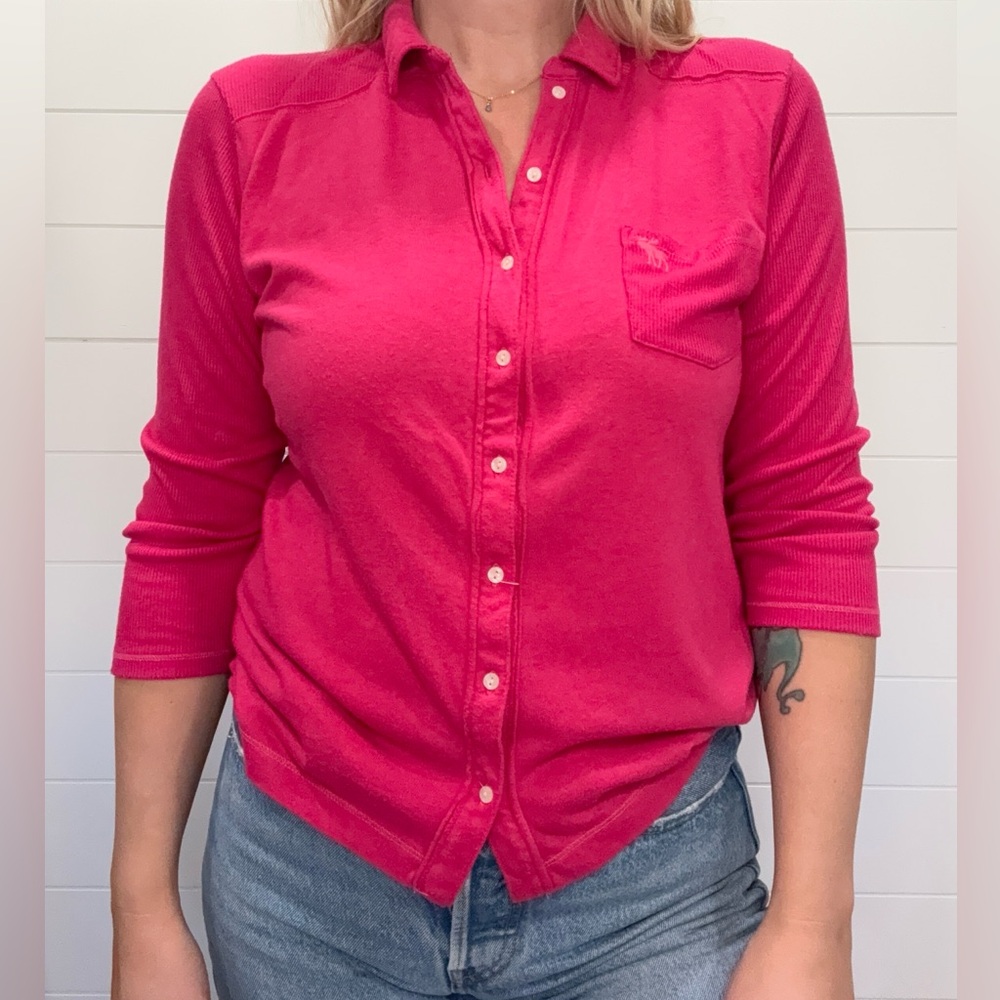 Abercrombie & Fitch Vibrant Pink Button-Down Shirt